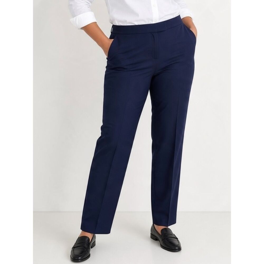 NWT Anne Klein Grace Straight Ankle Pants Navy Blue Women's Size 12